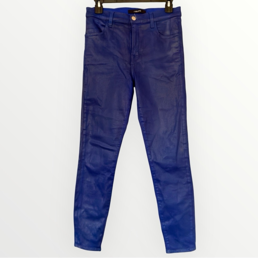 J Brand Alana Indigo High Rise Crop Skinny Jeans Coated Celeste Shiny Size 28
